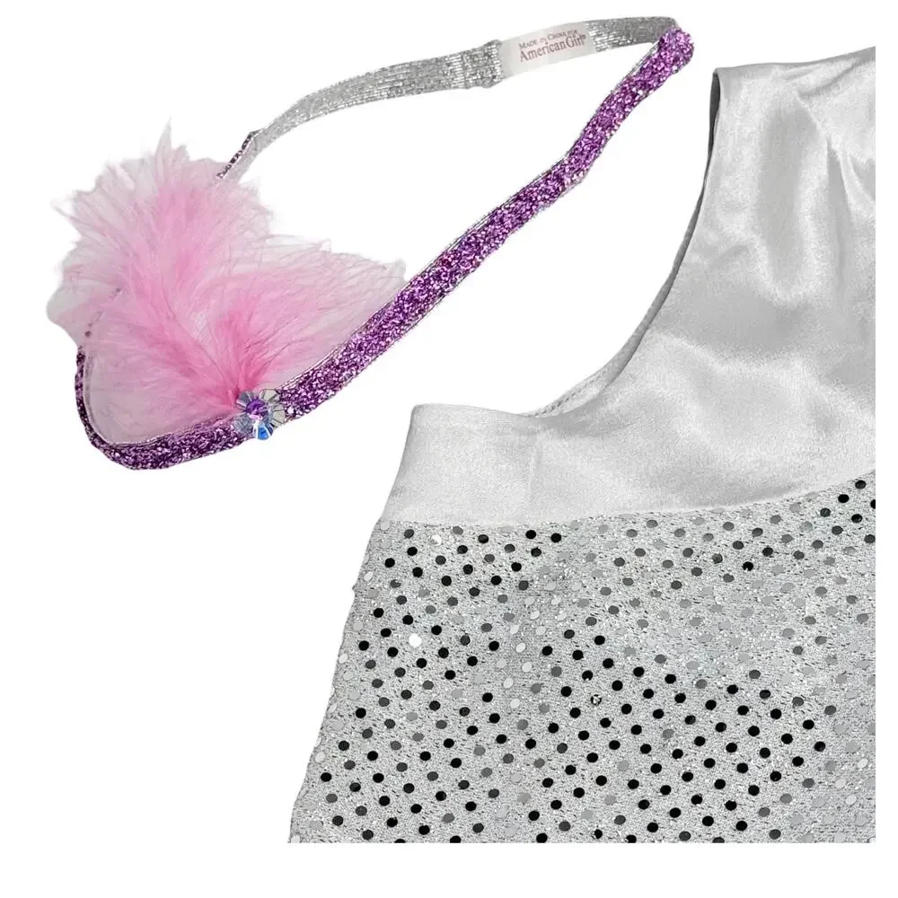 American Girl Flapper Halloween Costume Girls Small 7/8 Dress Headband Necklace
